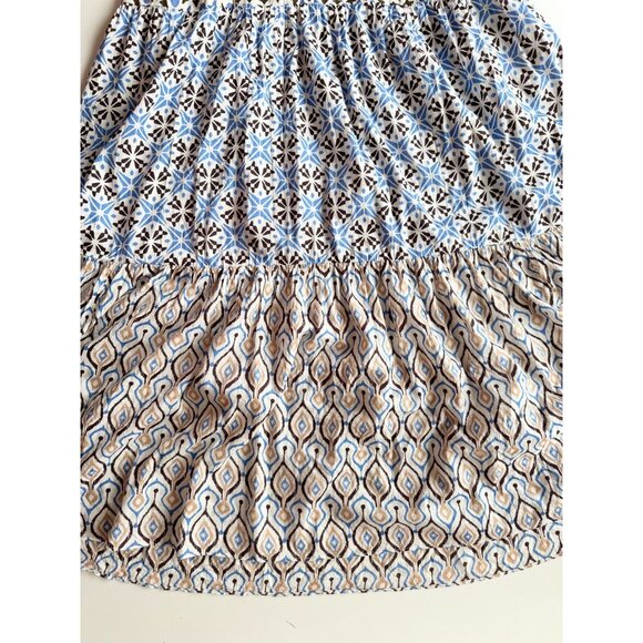 ZARA Blue Printed Cotton Voile Tiered A-Line Midi Dress, Size L - Picture 8 of 15